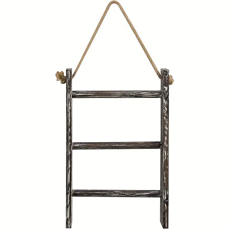 Rustic Wood Wall Hanging Towel Rack with 3 Tiers - Shabby Chic Style-4