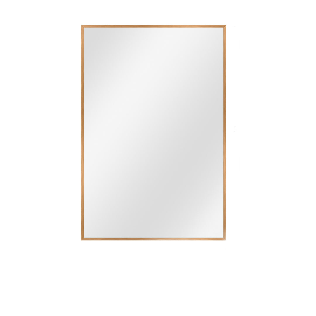 modern rectangular bathroom mirror with gold frame
