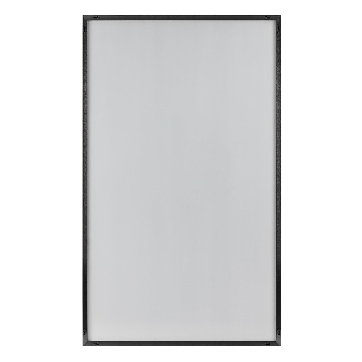 Jumbo minimalist black bathroom mirror mounted above vanity