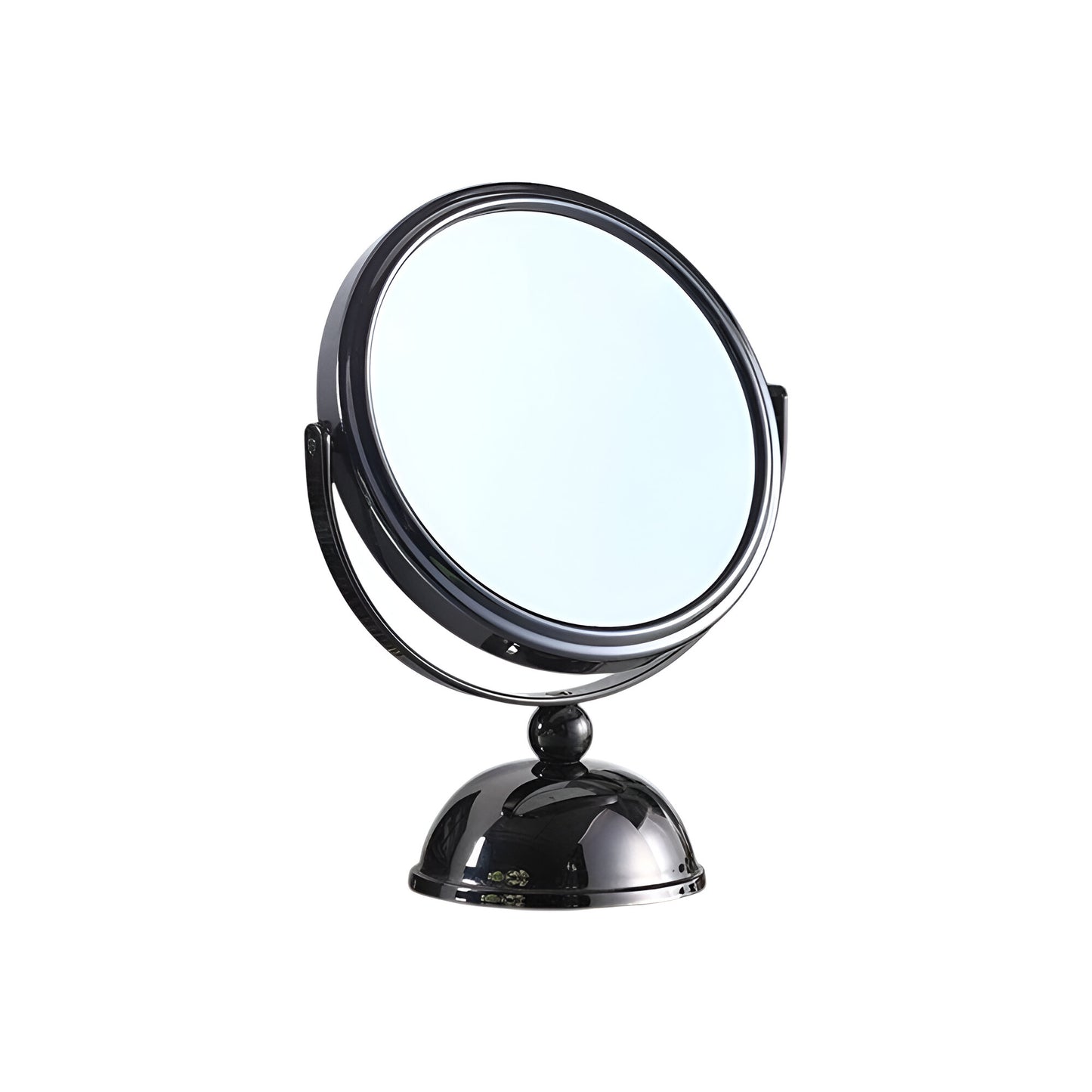 9" Black Round Metal Framed Makeup Shaving Tabletop Mirror-1