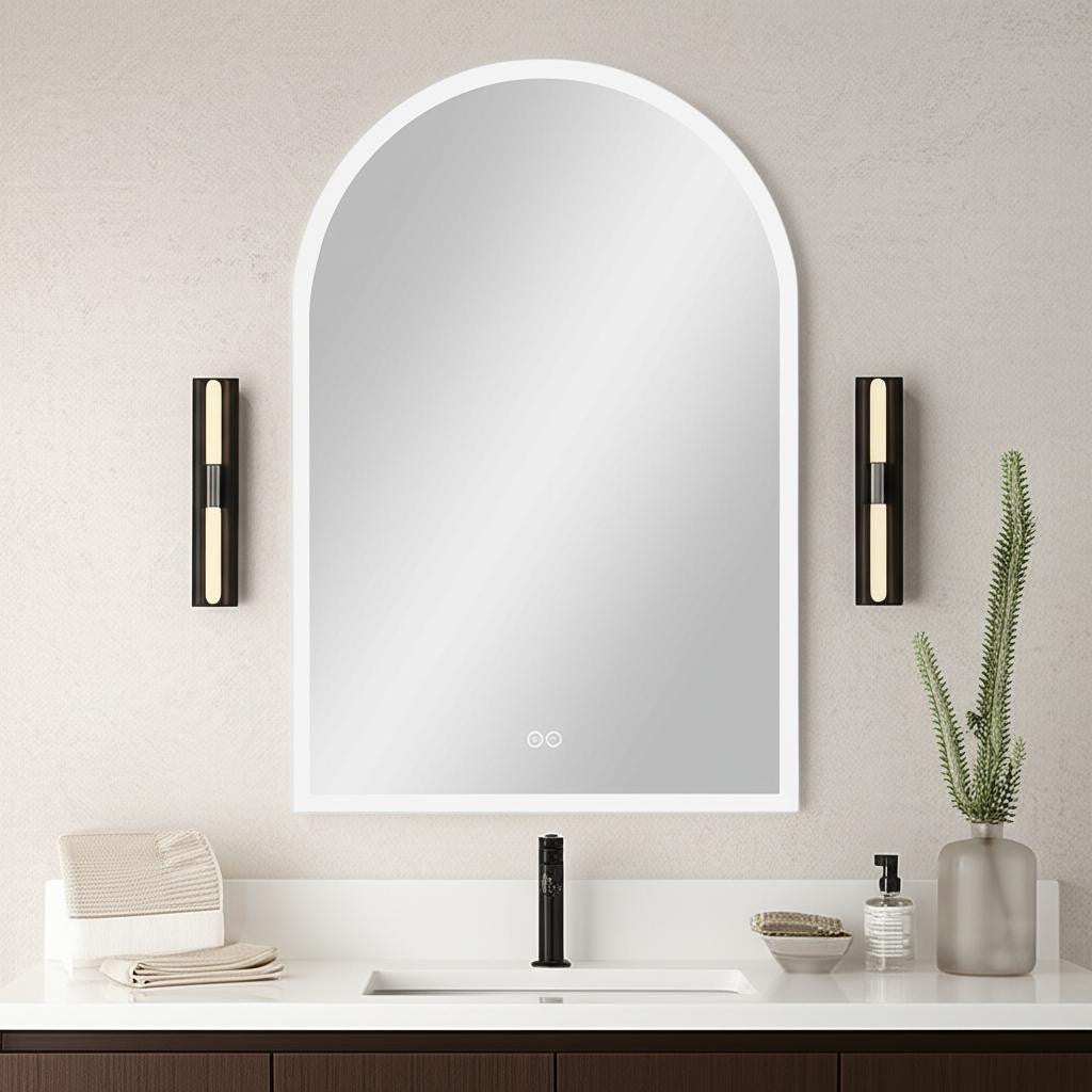 38" Clear Arch Unframed LED Lighted Bathroom Vanity Mirror-0