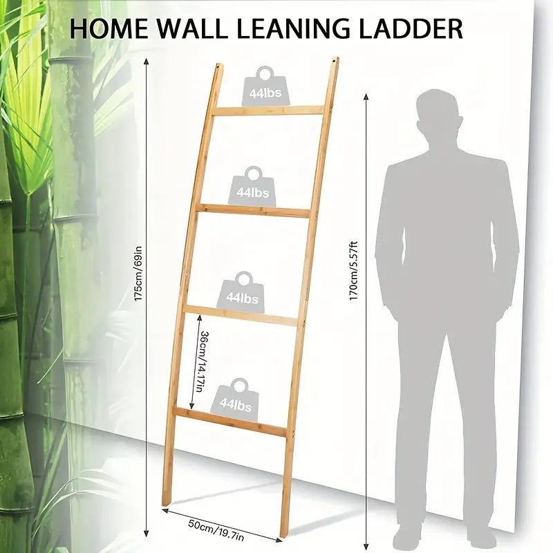 Ladder Style Storage Rack - Space Saving Towel and Blanket Organizer-3