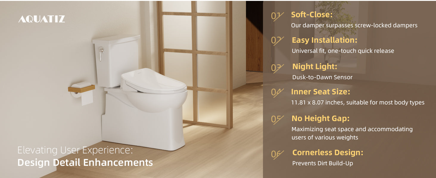 Aquatiz Smart Bidet Toilet Seat – Auto Open and Heated

Elongated Bidet Seat with Endless Warm Water – Winhause

Advanced Electric Toilet Seat with Night Light and Dryer