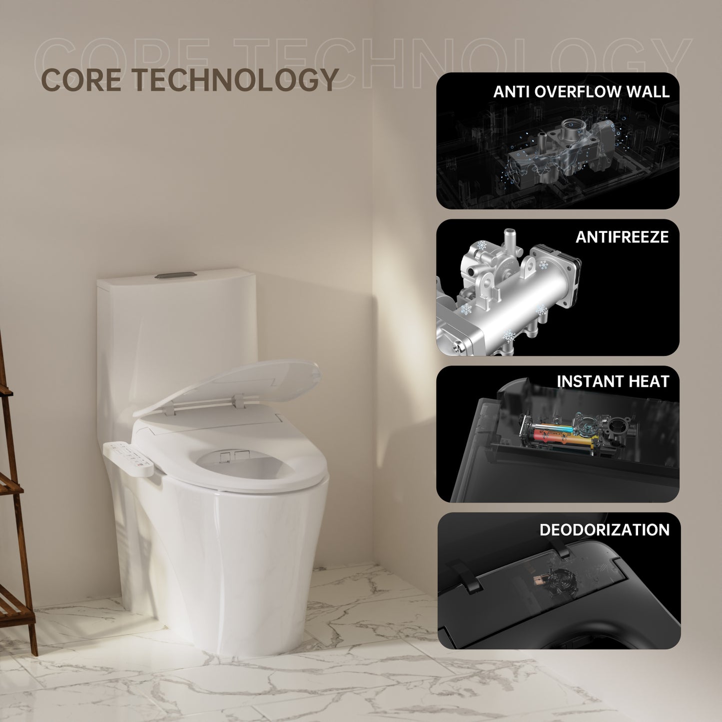 Aquatiz Smart Bidet Toilet Seat with Heated Function – Panel Control

Self-Cleaning Heated Bidet Seat for Elongated Toilet – Winhause

LED Toilet Seat with Deodorizer and Dryer – Canada Certified