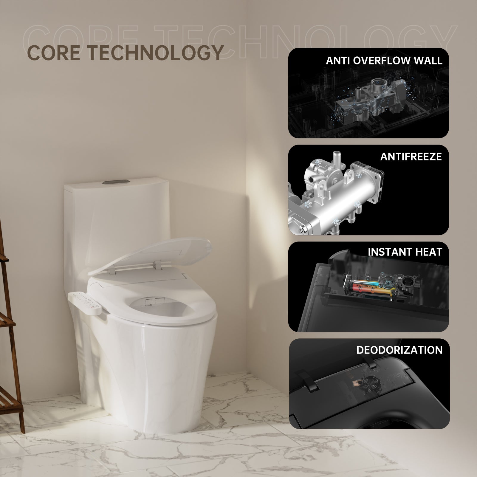 Aquatiz Smart Bidet Toilet Seat with Heated Function – Panel Control

Self-Cleaning Heated Bidet Seat for Elongated Toilet – Winhause

LED Toilet Seat with Deodorizer and Dryer – Canada Certified
