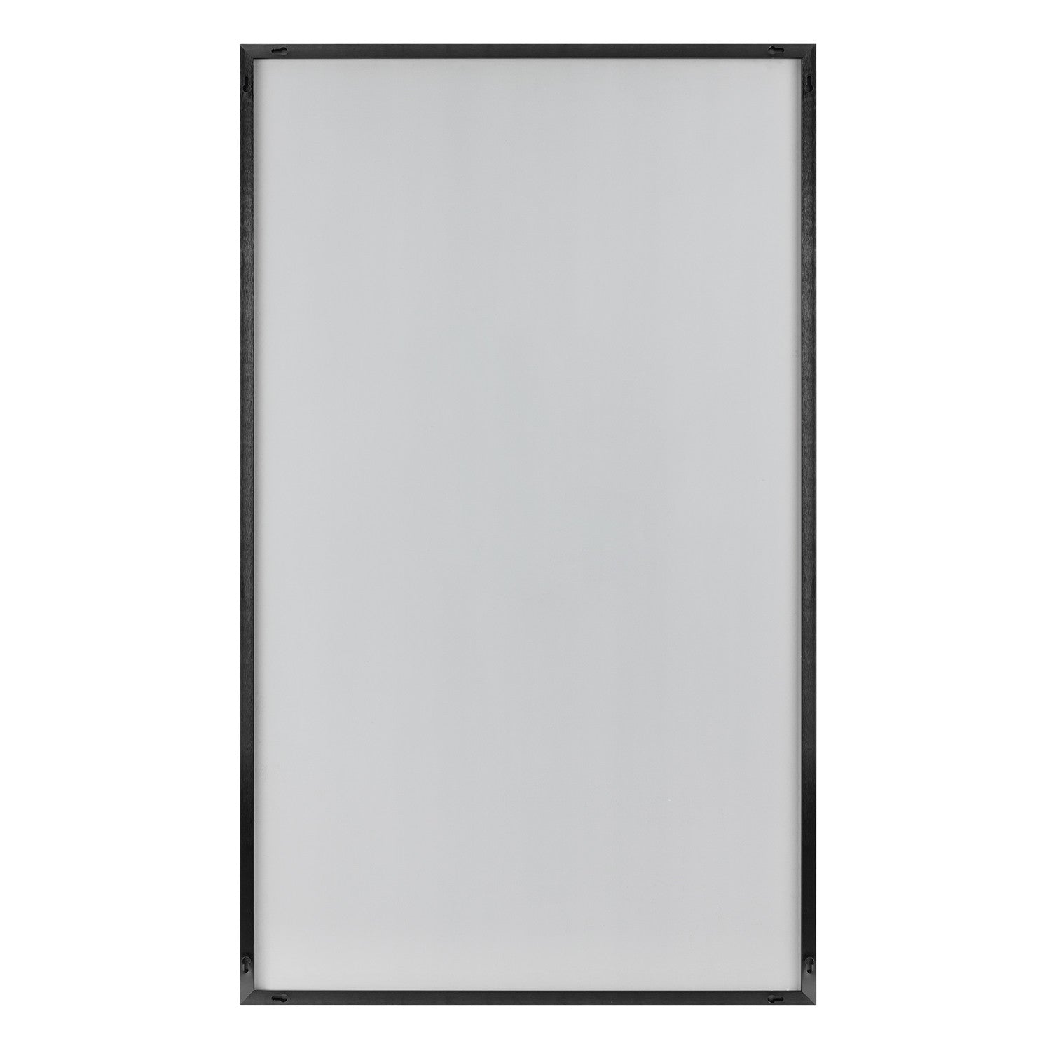 Jumbo minimalist black bathroom mirror mounted above vanity