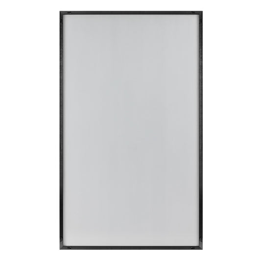 Jumbo minimalist black bathroom mirror mounted above vanity