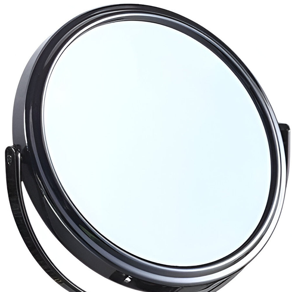 9" Black Round Metal Framed Makeup Shaving Tabletop Mirror-3