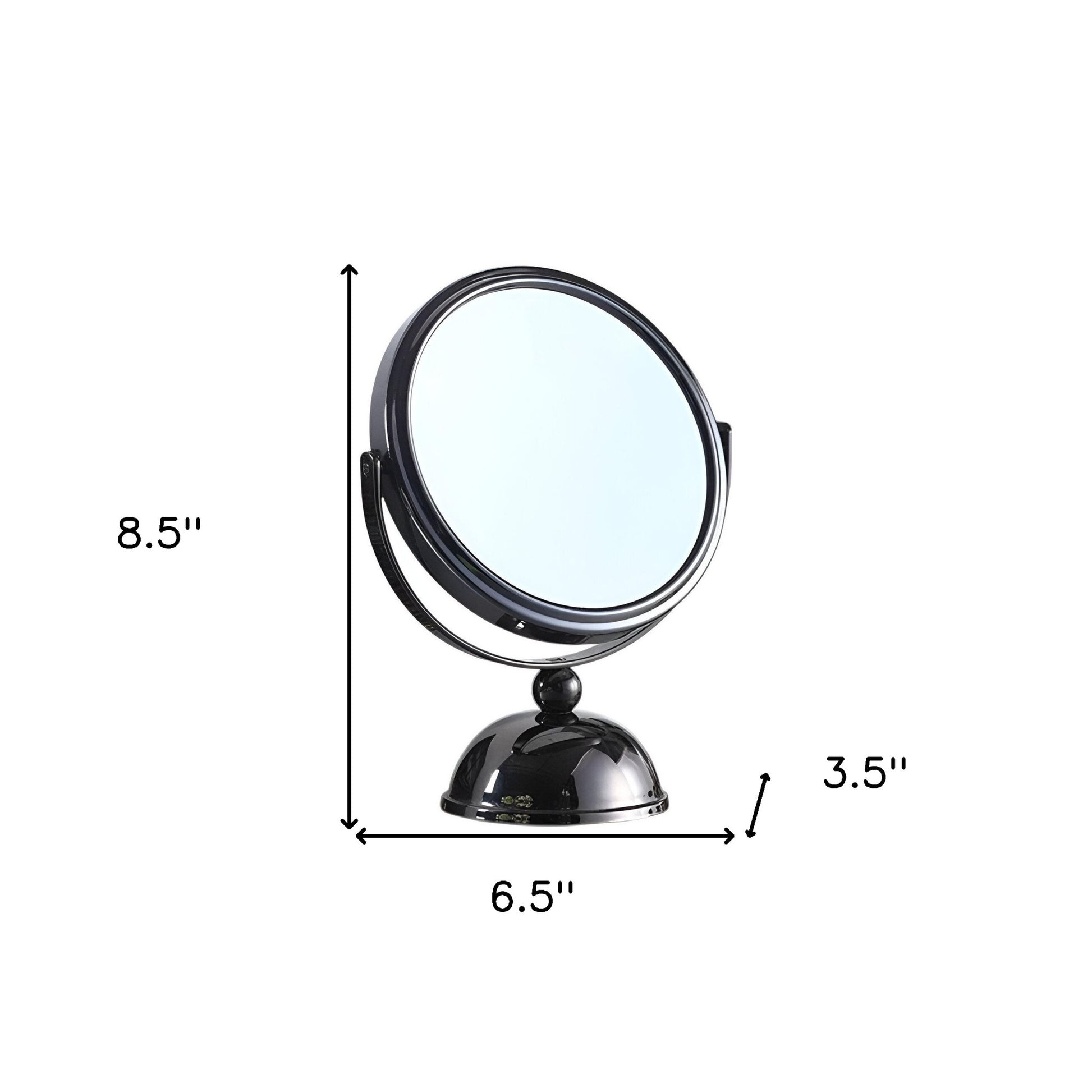 9" Black Round Metal Framed Makeup Shaving Tabletop Mirror-5