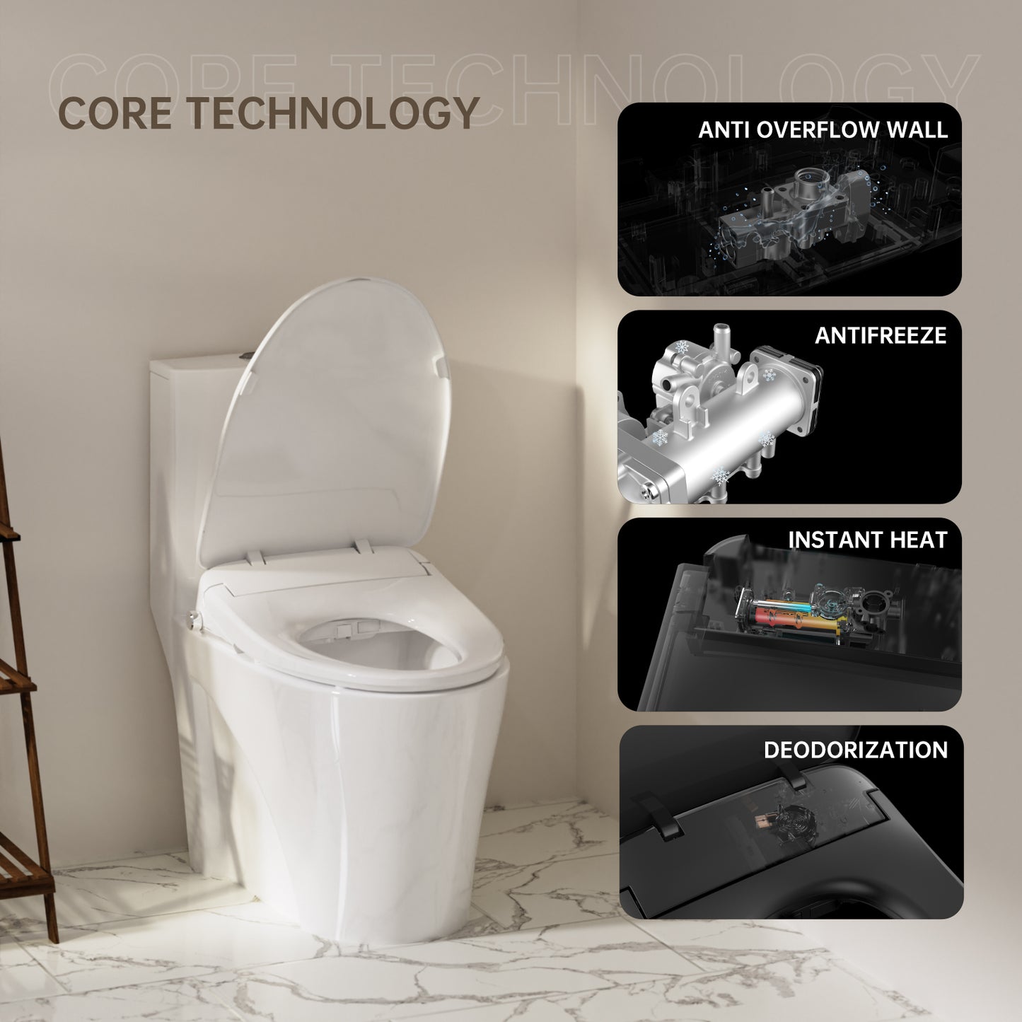 Winhause Heated Smart Bidet Seat – Remote Control. Elongated Toilet Bidet Seat – Air Dryer and LED Light, easy DIY Installation for Canadian Toiletsv