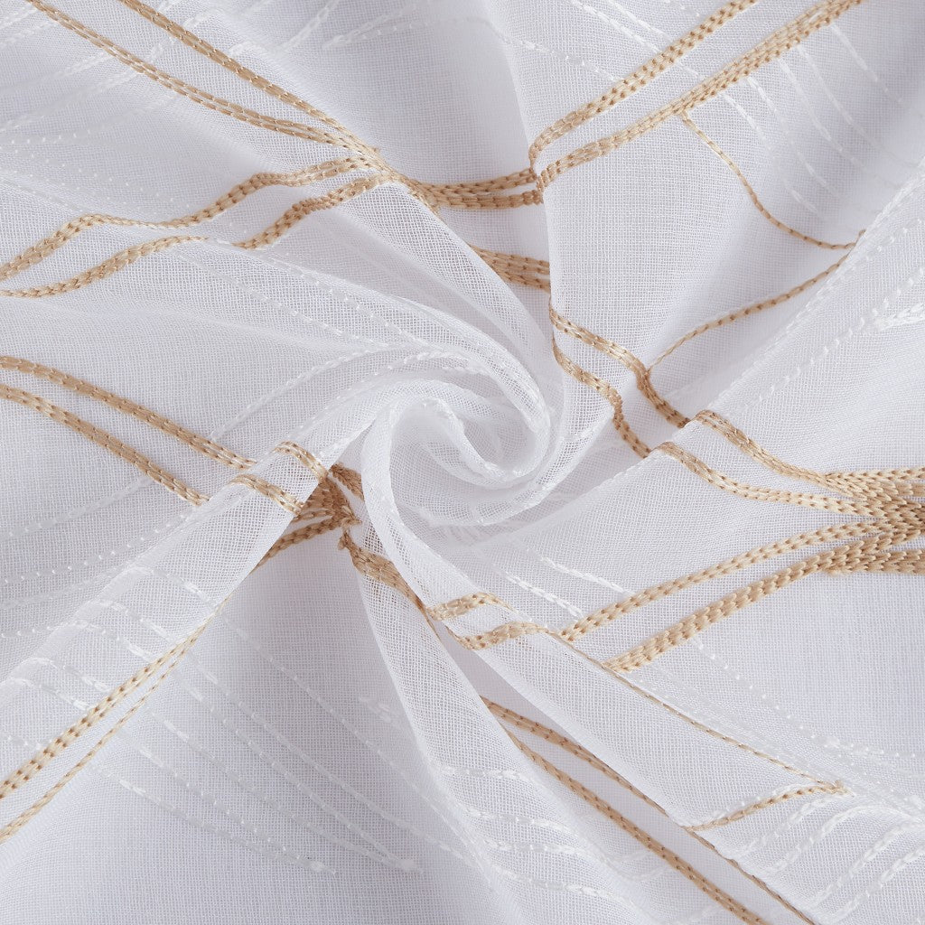 Set of Two 96" Gold and White SemiSheer Curtains-7