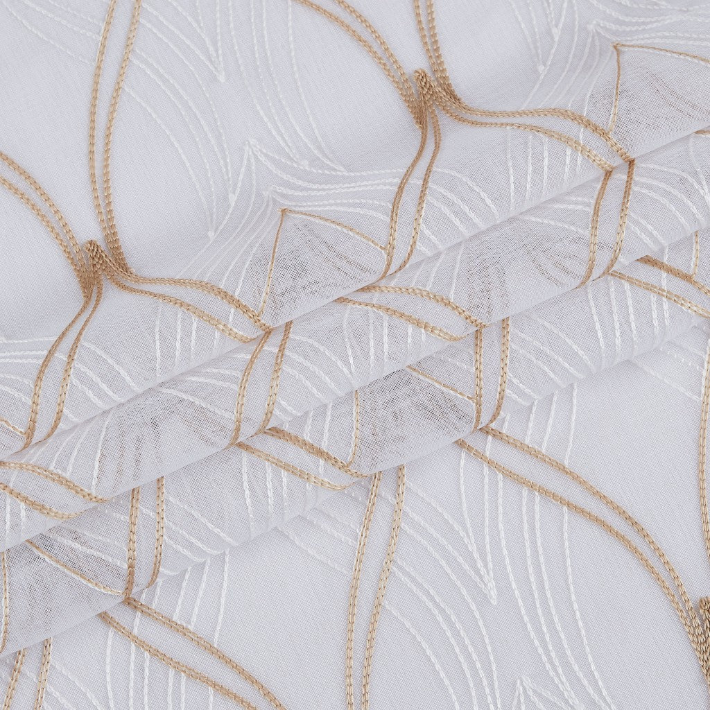 Set of Two 96" Gold and White SemiSheer Curtains-2
