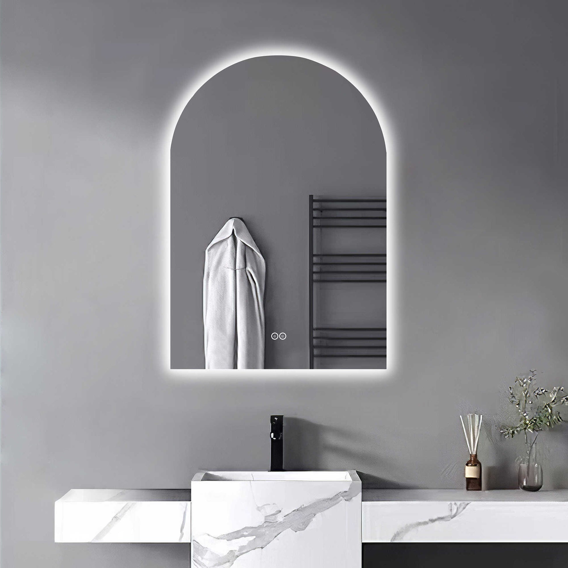 38" Clear Arch Unframed LED Lighted Bathroom Vanity Mirror-4