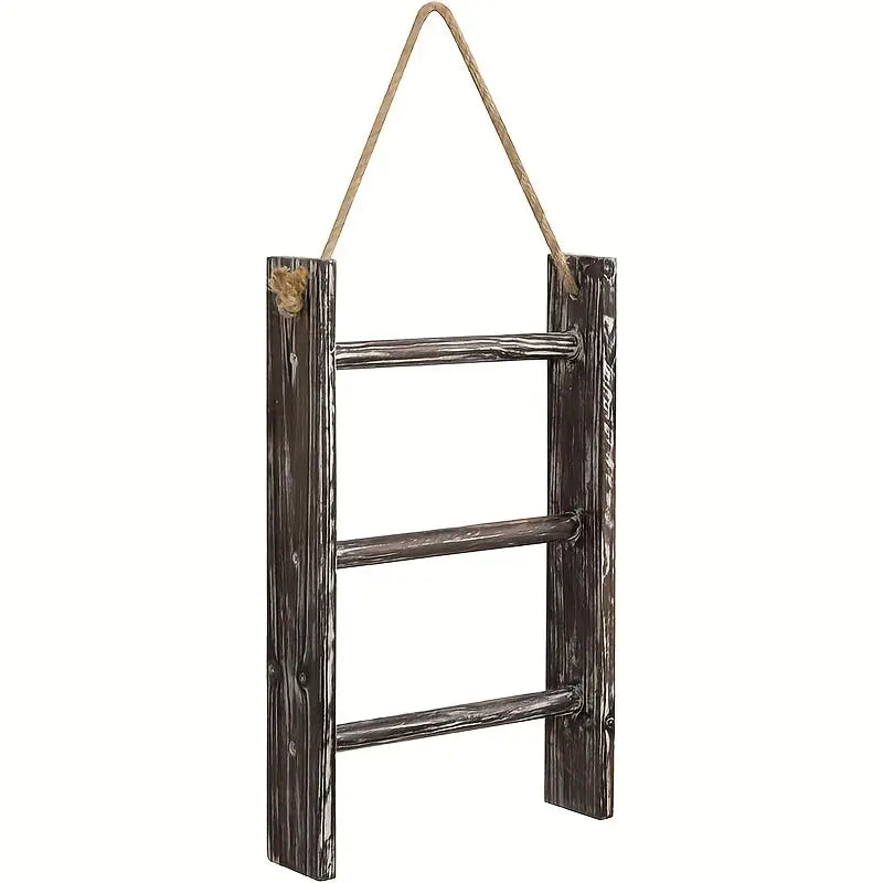 Rustic Wood Wall Hanging Towel Rack with 3 Tiers - Shabby Chic Style-0
