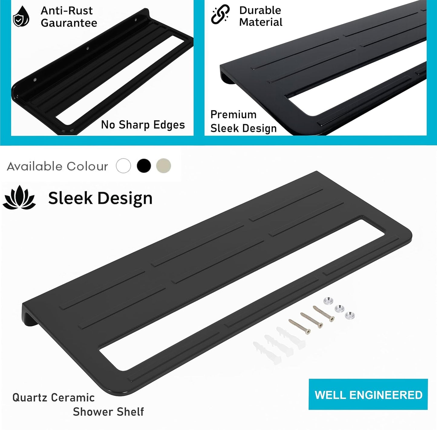 Towel Rack with Towel Holder Towel Hanger for Bathroom Napkin Stand for Bathroom Accessories Wall-Mount Towel Holder Glossy Finish (Black)-2