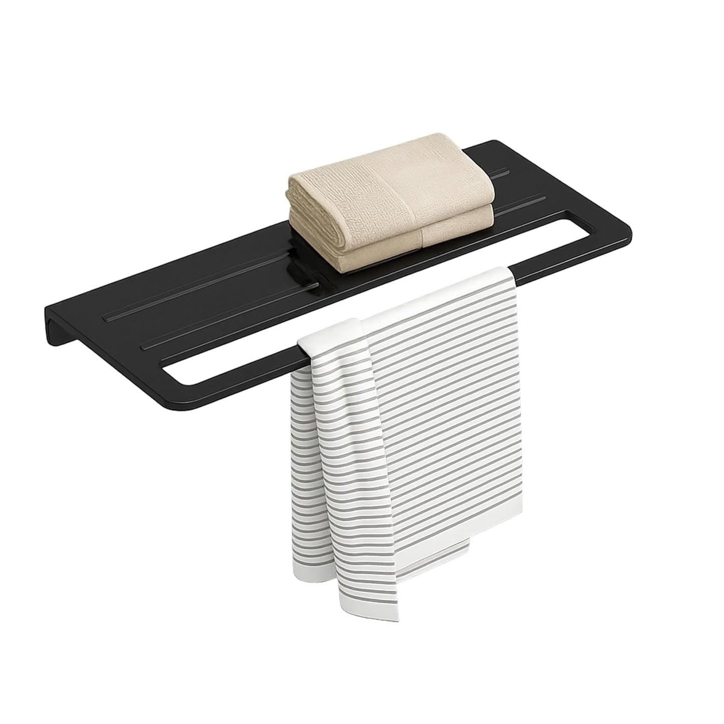 Towel Rack with Towel Holder Towel Hanger for Bathroom Napkin Stand for Bathroom Accessories Wall-Mount Towel Holder Glossy Finish (Black)-0